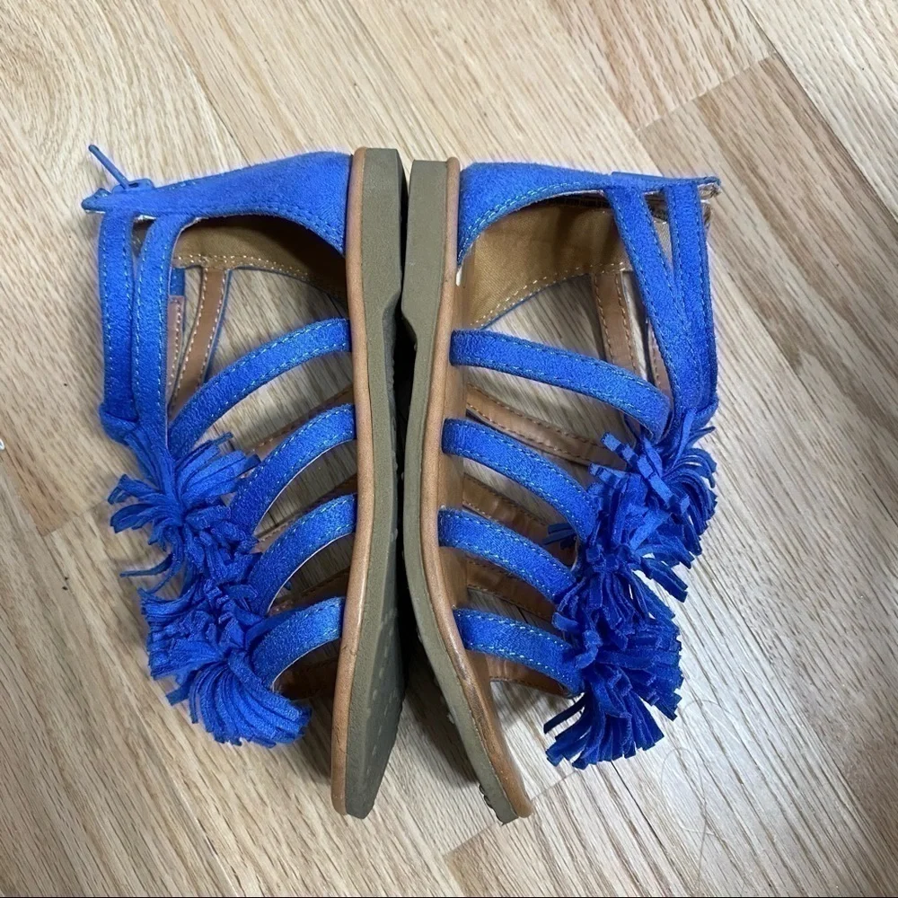Cat & Jack Peggy Fringe Sandals Kids Sz 11 Blue